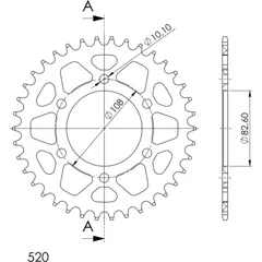Alu-Rear Sprocket / Chain Wheel Supersprox 520/39t black 93904AK39