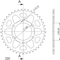 Alu-Rear Sprocket / Chain Wheel Supersprox 520/41t black 93904AK41