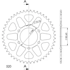 Alu-Rear Sprocket / Chain Wheel Supersprox 520/49t black 93904AK49