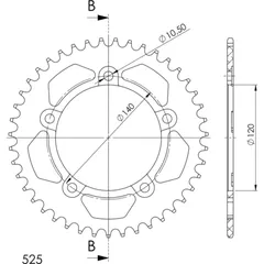Alu-Rear Sprocket / Chain Wheel Supersprox 525/44t black 15604AK44