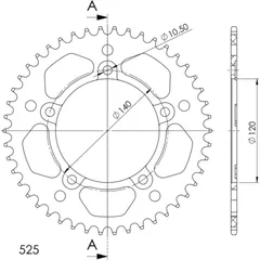 Alu-Rear Sprocket / Chain Wheel Supersprox 525/46t black 15604AK46