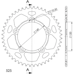 Alu-Rear Sprocket / Chain Wheel Supersprox 525/48t black 15604AK48