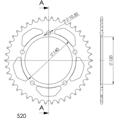 Alu-Rear Sprocket / Chain Wheel Supersprox 520/43t silver