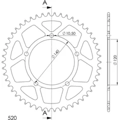 Alu-Rear Sprocket / Chain Wheel Supersprox 520/50t black 15605AK50