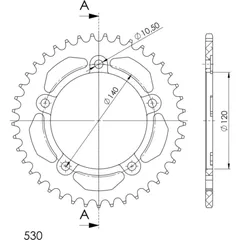 Alu-Rear Sprocket / Chain Wheel Supersprox 530/40t black 87603AK40