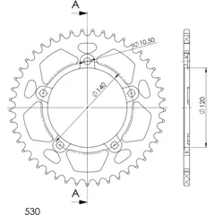 Alu-Rear Sprocket / Chain Wheel Supersprox 530/45t black 87603AK45