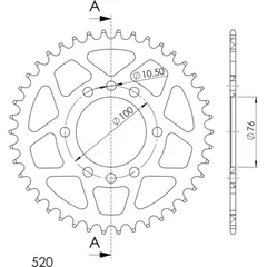 Alu-Rear Sprocket / Chain Wheel Supersprox 520/42t black 15401AK42