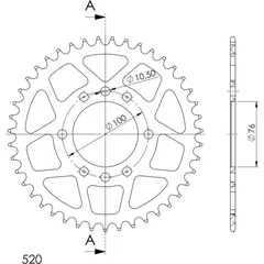 Alu-Rear Sprocket / Chain Wheel Supersprox 520/44t black 15401AK44