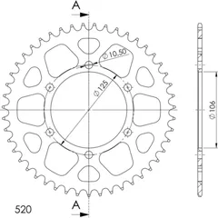 Alu-Rear Sprocket / Chain Wheel Supersprox 520/44t black 87502AK44