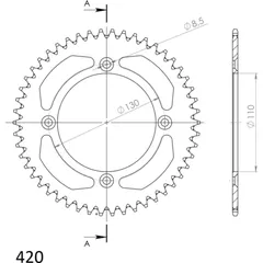 Alu-Rear Sprocket / Chain Wheel Supersprox 420/51t silver
