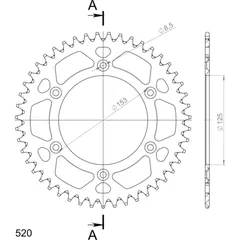 Alu-Rear Sprocket / Chain Wheel Supersprox 520/47t red