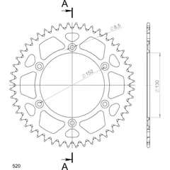 Alu-Rear Sprocket / Chain Wheel Supersprox 520/48t silver 36600AV48