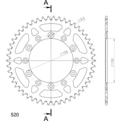 Alu-Rear Sprocket / Chain Wheel Supersprox 520/50t black 13323AK50