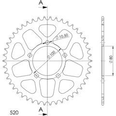 Alu-Rear Sprocket / Chain Wheel Supersprox 520/47t black 93604AK47
