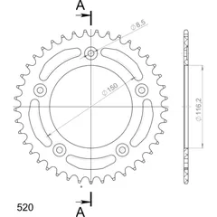 Alu-Rear Sprocket / Chain Wheel Supersprox 520/41t black 36306AK41