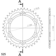 Alu-Rear Sprocket / Chain Wheel Supersprox 525/39t black