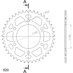 Alu-Rear Sprocket / Chain Wheel Supersprox 520/43t red 30401AR43
