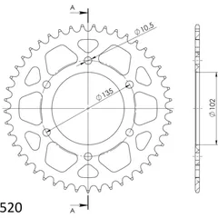 Alu-Kettenrad Supersprox 520/45Z rot 30401AR45