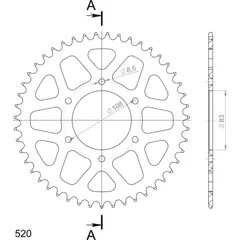 Alu-Rear Sprocket / Chain Wheel Supersprox 520/47t red 30404AR47