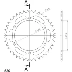 Alu-Rear Sprocket / Chain Wheel Supersprox 520/40t red 30405AR40