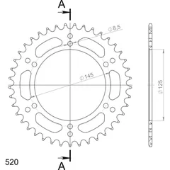 Alu-Rear Sprocket / Chain Wheel Supersprox 520/41t red 30405AR41