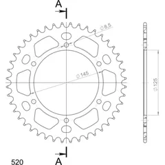 Alu-Rear Sprocket / Chain Wheel Supersprox 520/44t red 30405AR44