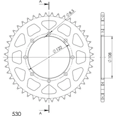 Alu-Rear Sprocket / Chain Wheel Supersprox 530/44t red 30413AR44