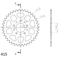 Alu-Rear Sprocket / Chain Wheel Supersprox 415/39t black 72102AK39