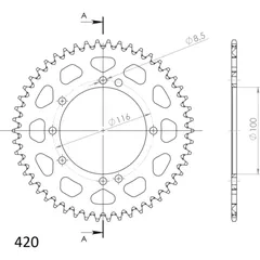 Alu-Rear Sprocket / Chain Wheel Supersprox 420/50t blue 17104AB50