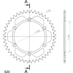 Alu-Rear Sprocket / Chain Wheel Supersprox 520/44t black 17206AK44
