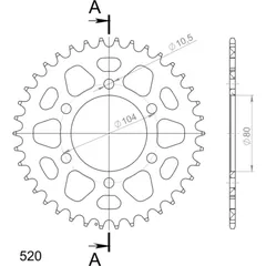 Alu-Rear Sprocket / Chain Wheel Supersprox 520/38t black 17403AK38