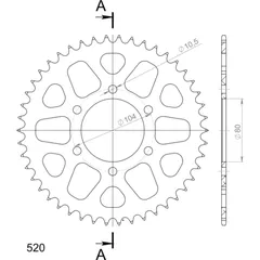 Alu-Kettenrad Supersprox 520/46Z gold 17403AS46