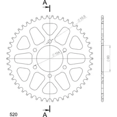 Alu-Rear Sprocket / Chain Wheel Supersprox 520/50t black 17403AK50