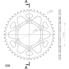 Alu-Rear Sprocket / Chain Wheel Supersprox 530/46t blue 13813AB46