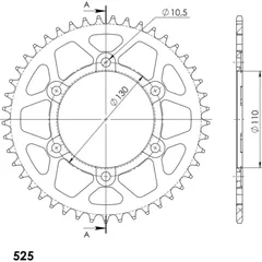 Alu-Rear Sprocket / Chain Wheel Supersprox 525/45t red 13810AR45