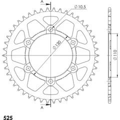 Alu-Rear Sprocket / Chain Wheel Supersprox 525/46t red
