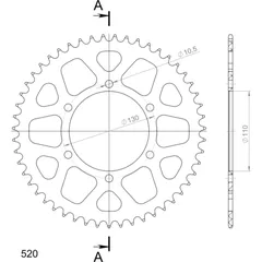 Alu-Rear Sprocket / Chain Wheel Supersprox 520/51t black 13812AK51