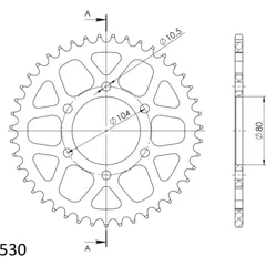 Alu-Rear Sprocket / Chain Wheel Supersprox 530/43t black 17604AK43