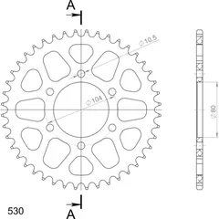 Alu-Rear Sprocket / Chain Wheel Supersprox 530/44t black 17604AK44