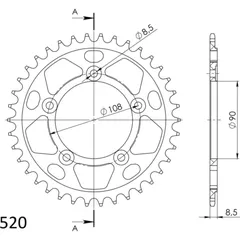 Alu-Rear Sprocket / Chain Wheel Supersprox 520/38t black 51601AK38