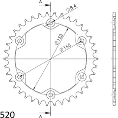 Alu-Rear Sprocket / Chain Wheel Supersprox 520/38t orange 72402AO38
