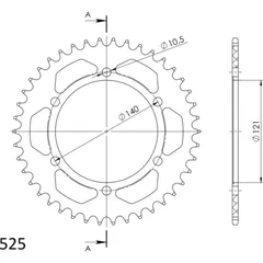 Alu-Rear Sprocket / Chain Wheel Supersprox 525/42t black 44502AK42