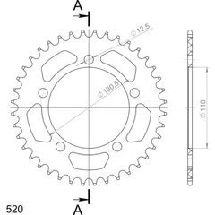 Alu-Rear Sprocket / Chain Wheel Supersprox 520/40t black 36701AK40