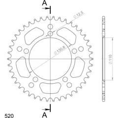 Alu-Rear Sprocket / Chain Wheel Supersprox 520/42t black 36701AK42
