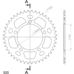 Alu-Rear Sprocket / Chain Wheel Supersprox 520/44t black 36701AK44
