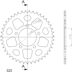 Alu-Rear Sprocket / Chain Wheel Supersprox 525/44t gold