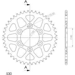 Alu-Rear Sprocket / Chain Wheel Supersprox 530/44t gold 37096AS44