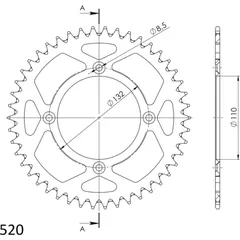 Alu-Rear Sprocket / Chain Wheel Supersprox 520/46t black 72307AK46