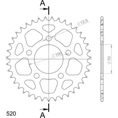 Alu-Rear Sprocket / Chain Wheel Supersprox 520/39t black 36711AK39