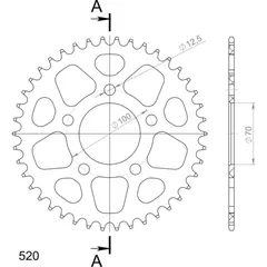 Alu-Rear Sprocket / Chain Wheel Supersprox 520/42t black 36711AK42